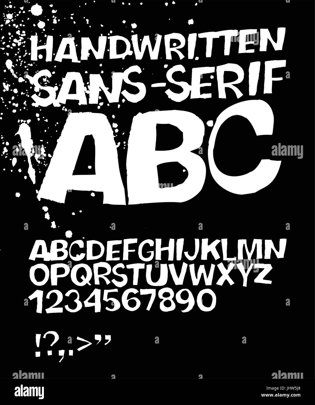 Handschriftliche Grunge sans-Serif Alphabet. Vektor, EPS 8 Stock Vektor