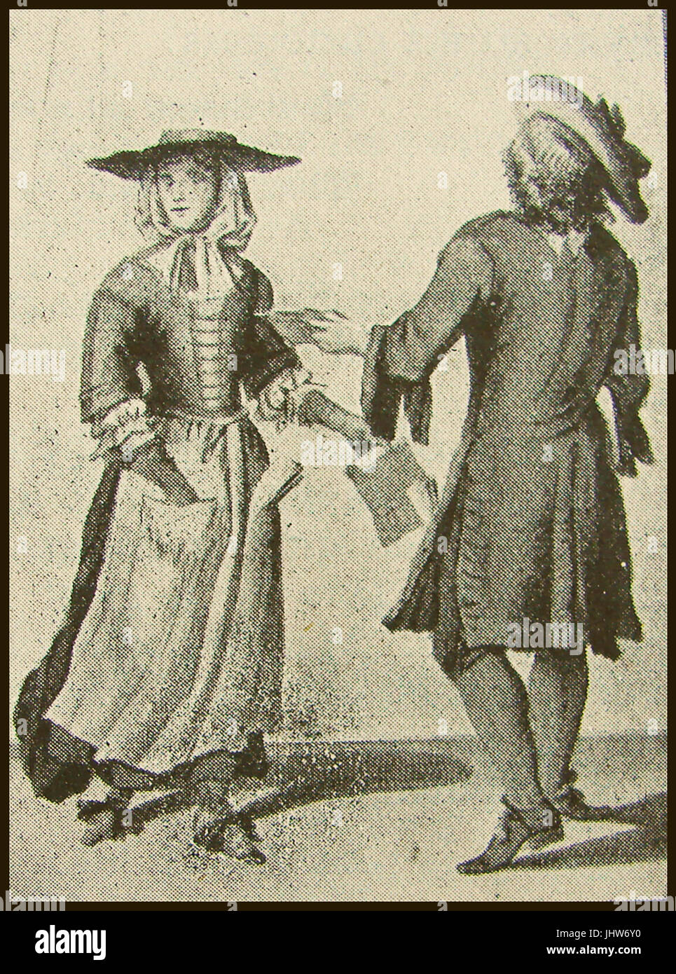 18. Jahrhundert britische Straße Sänger & Tänzer in Tracht Stockfoto