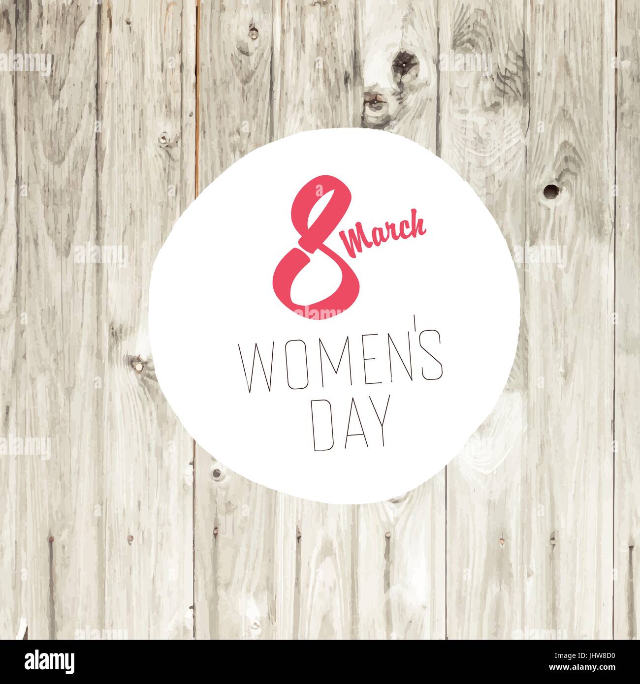8. März, Frauen Tageskarte mit blonden hölzernen Hintergrund Stock Vektor