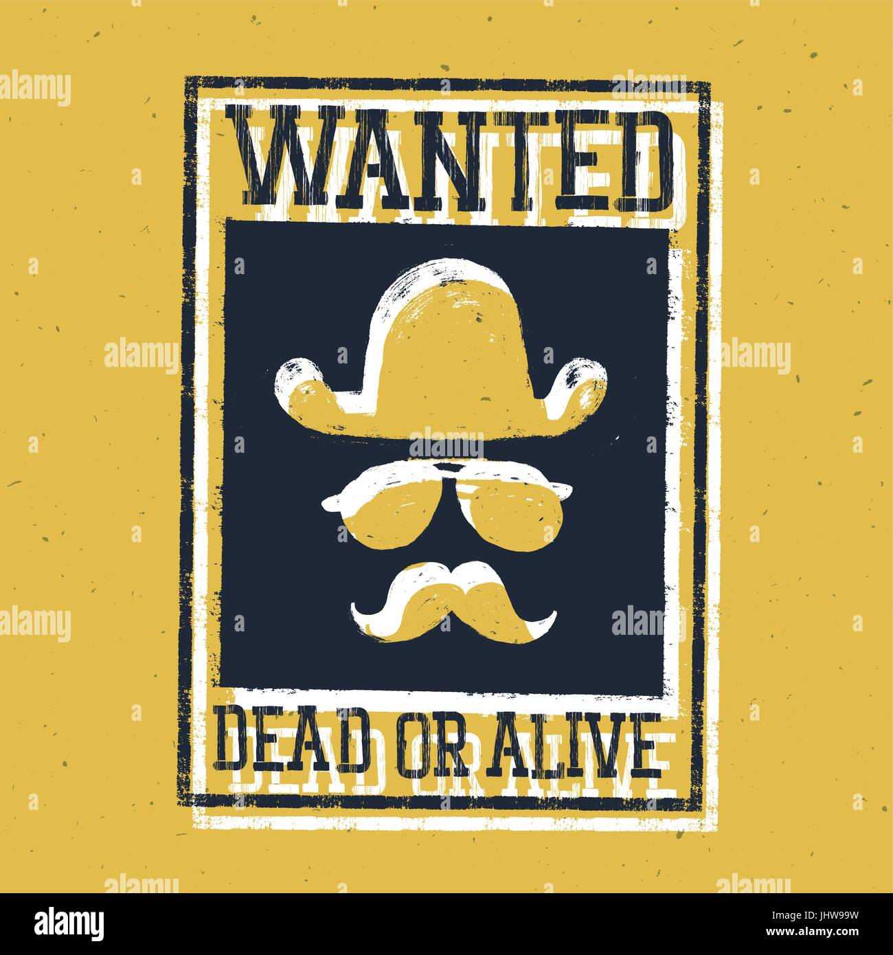 Wild-West-Plakat "Wanted dead or alive...". Auf Papier Textur Stock Vektor
