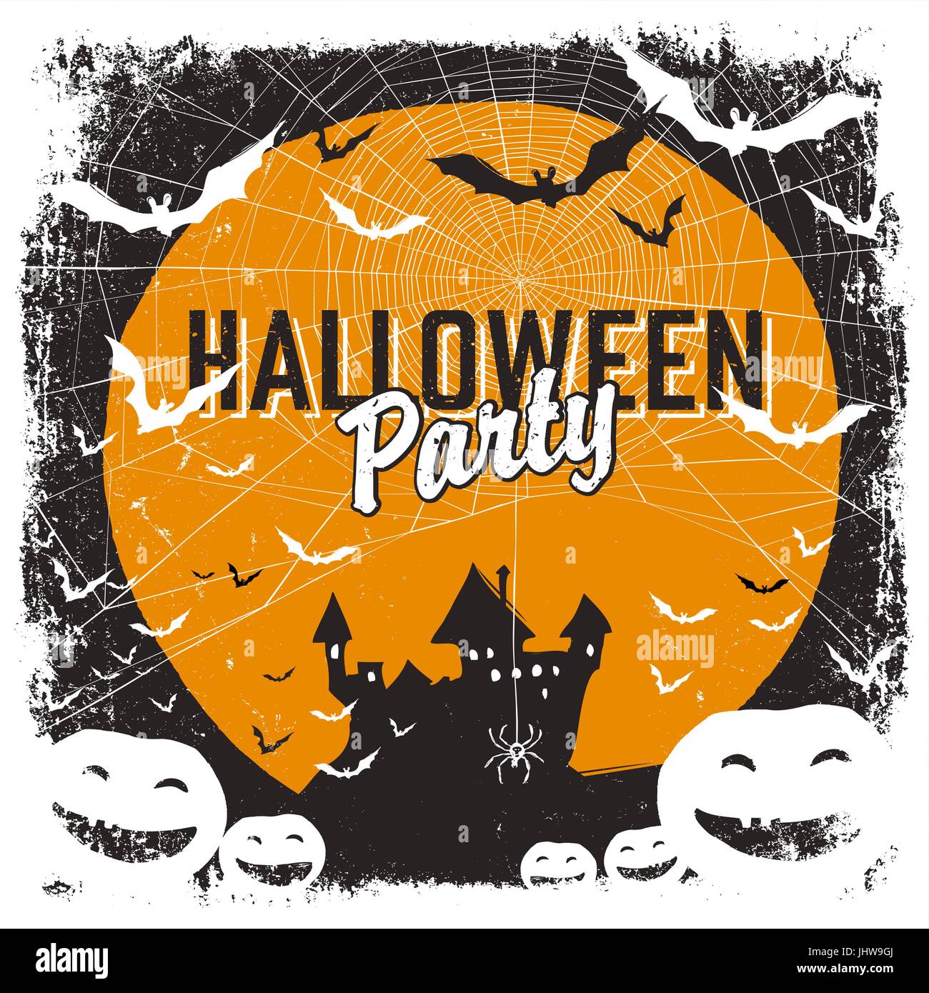 Halloween-Party-Einladung mit isolierten Grenzen Stock Vektor