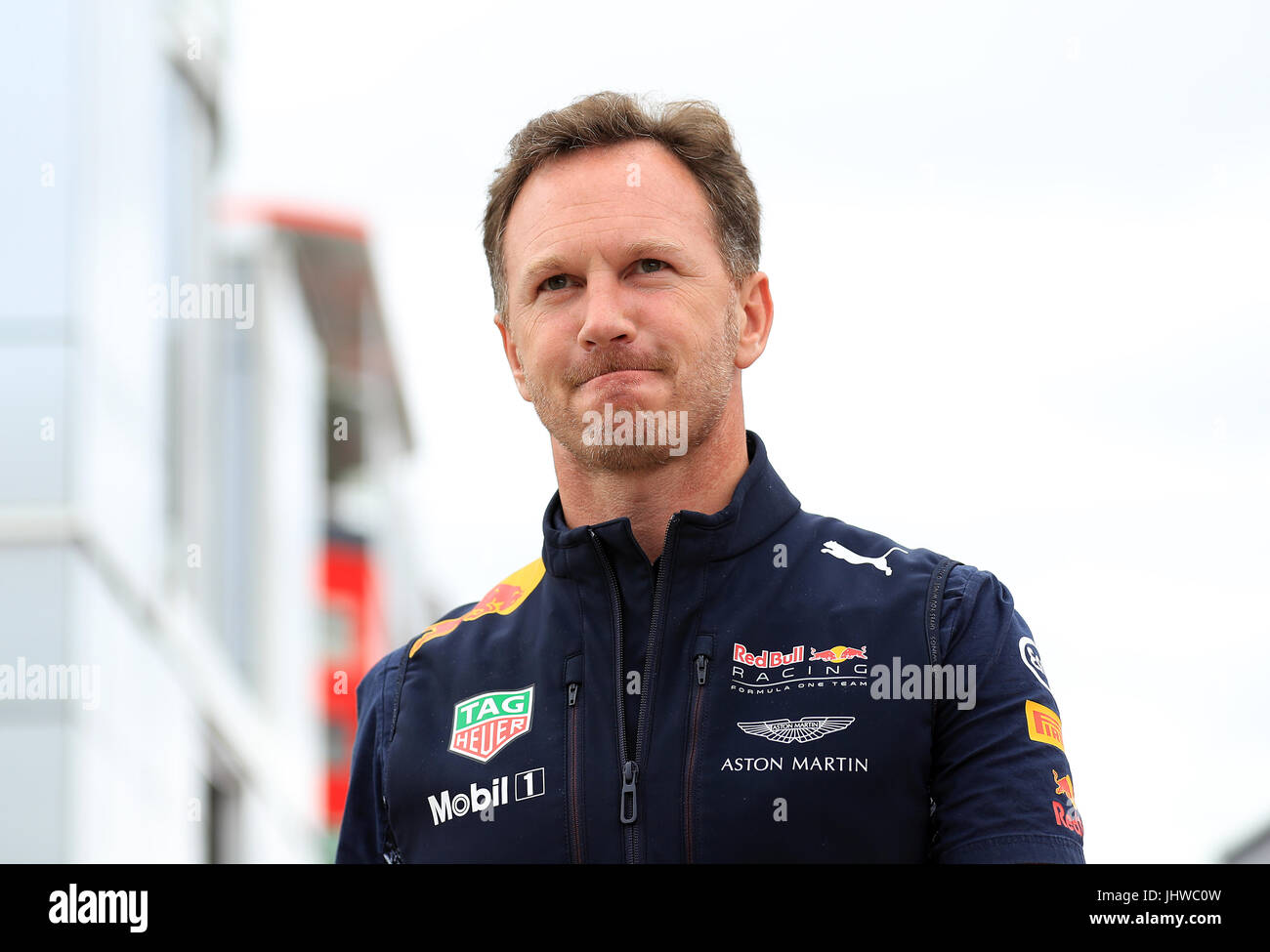 Christian Horner während der 2017 British Grand Prix in Silverstone, Towcester. PRESSEVERBAND Foto. Bild Datum: Sonntag, 16. Juli 2017. Siehe PA Geschichte AUTO Briten. Bildnachweis sollte lauten: Tim Goode/PA Wire. Einschränkungen: Nur zur redaktionellen Verwendung. Kommerzielle Nutzung mit vorheriger Zustimmung von Teams. Stockfoto