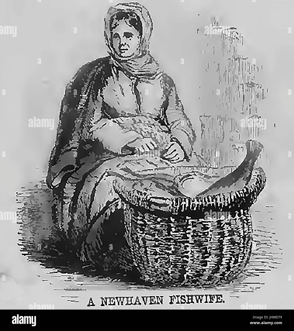 19. Jahrhundert Skizze einer Newhaven (UK)-Fische-Frau Stockfoto