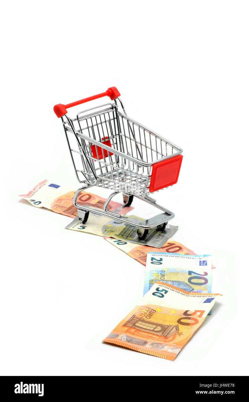 Shopping Warenkorb euro Stockfoto