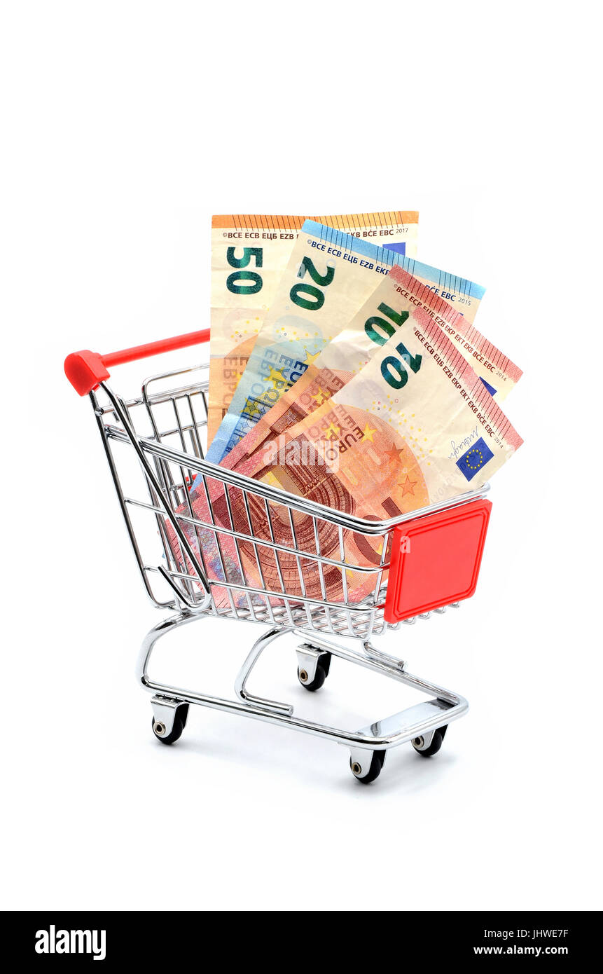 Shopping Warenkorb euro Stockfoto