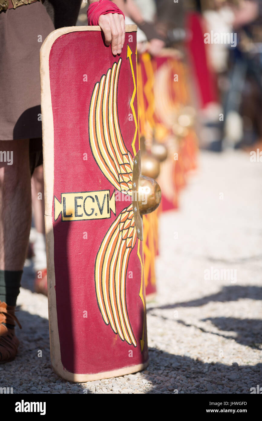 Roma, 21. April 2017, Feier Fot Geburt von Rom 2017 in Circo Massimo von Gruppo Storico Romani gemacht Stockfoto