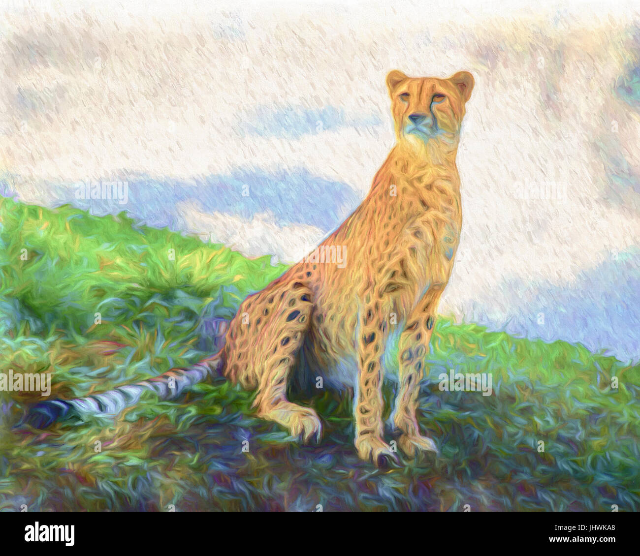 Gepard Porträt digitale Illustration im impressionistischen Stil Stockfoto