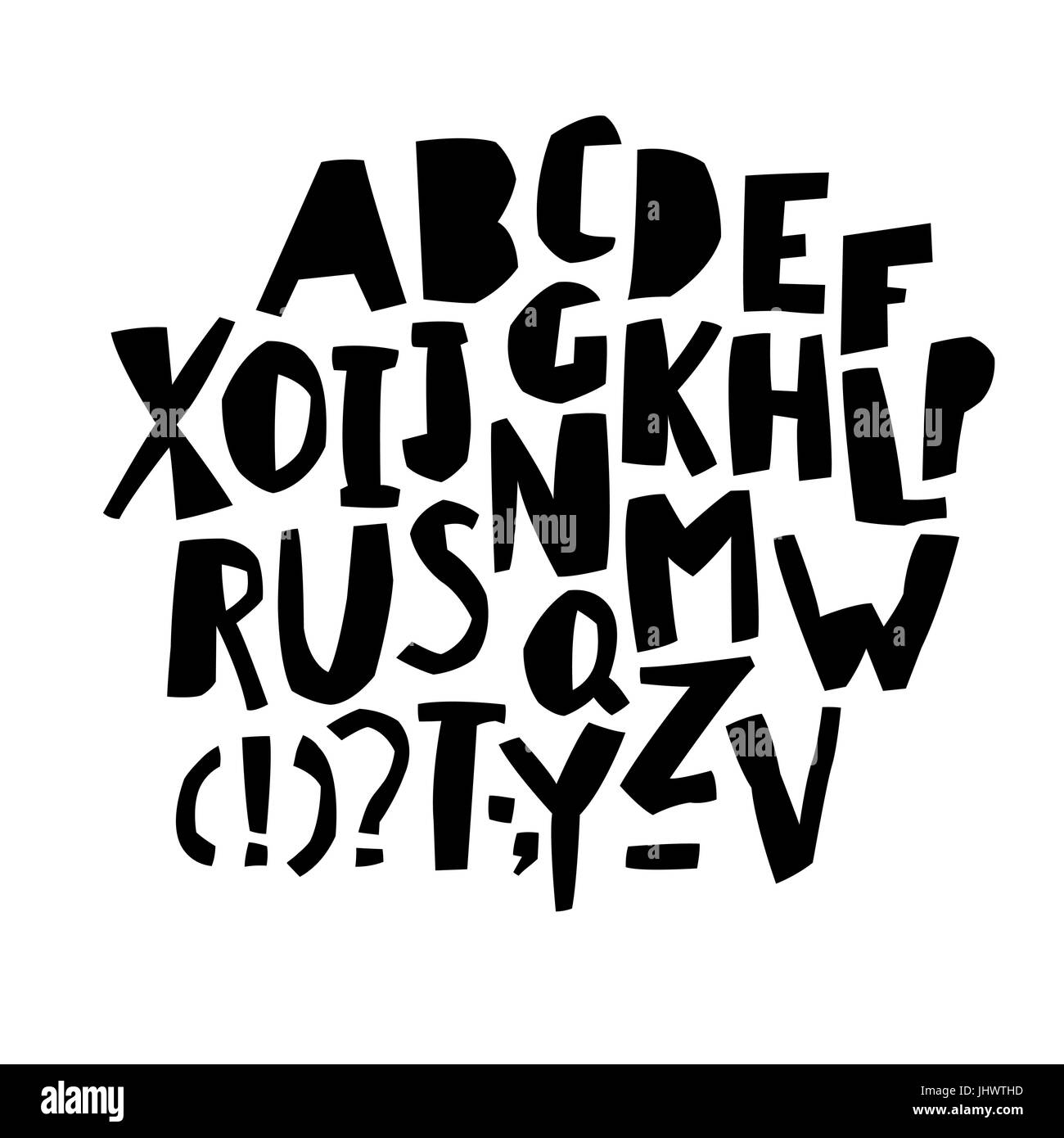 Scherenschnitt Alphabet. Schwarzen Buchstaben. Großbuchstaben. Stock Vektor