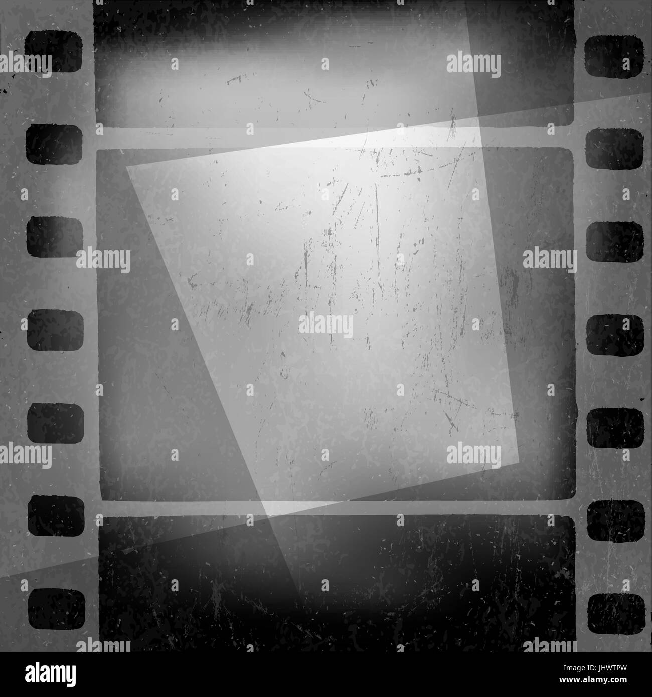 Grunge monochrome Filmstreifen mit Platz für Text. Film Noir, alte Kino-Hintergrund-Design-Vorlage Stock Vektor