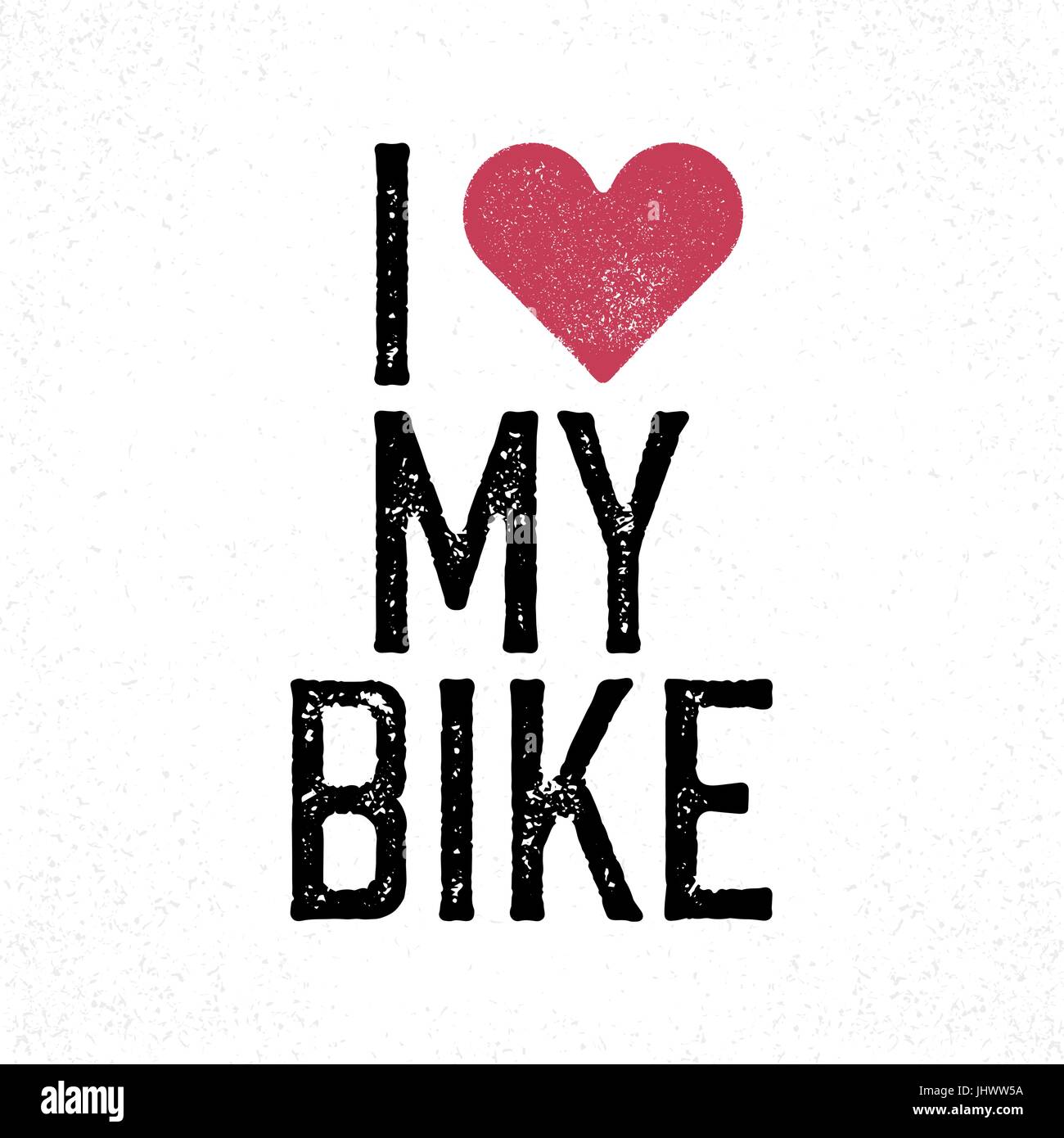 'Ich liebe mein Fahrrad' Vintage Schriftzug. Retro-Plakat. T-Shirt-print Design-Vorlage. Rote Herzen gestempelt Stock Vektor