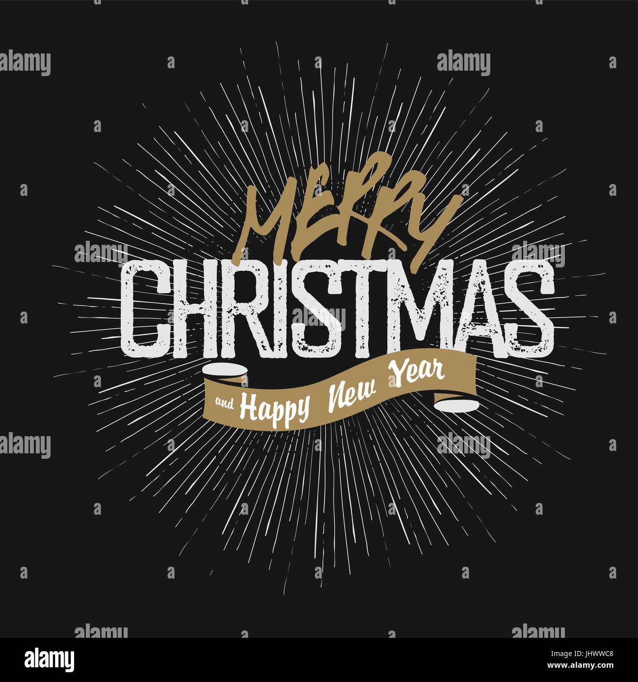 Weihnachten Gruß auf Seite Hintergrund gezeichnet. Retro-Frohe Weihnachten Kartendesign. Vintage Frohe Weihnachten-Poster-Design mit nahtlosen handgezeichnete ic-Linie Stock Vektor