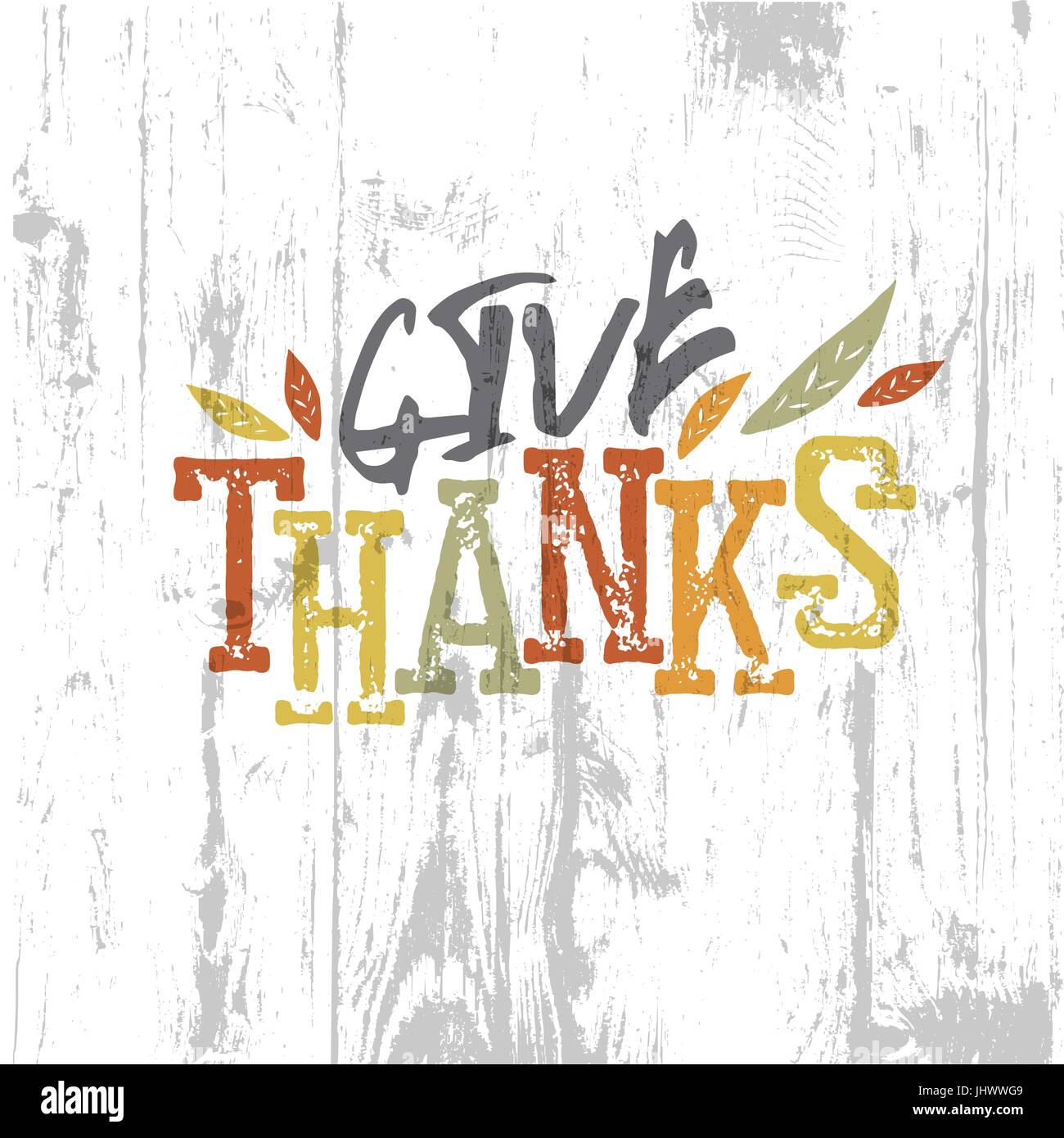 Happy Thanksgiving-Design. Geben Sie vielen Dank-Logo. Für Urlaub Grußkarten Designs. Auf Holz Textur Hintergrund Stock Vektor