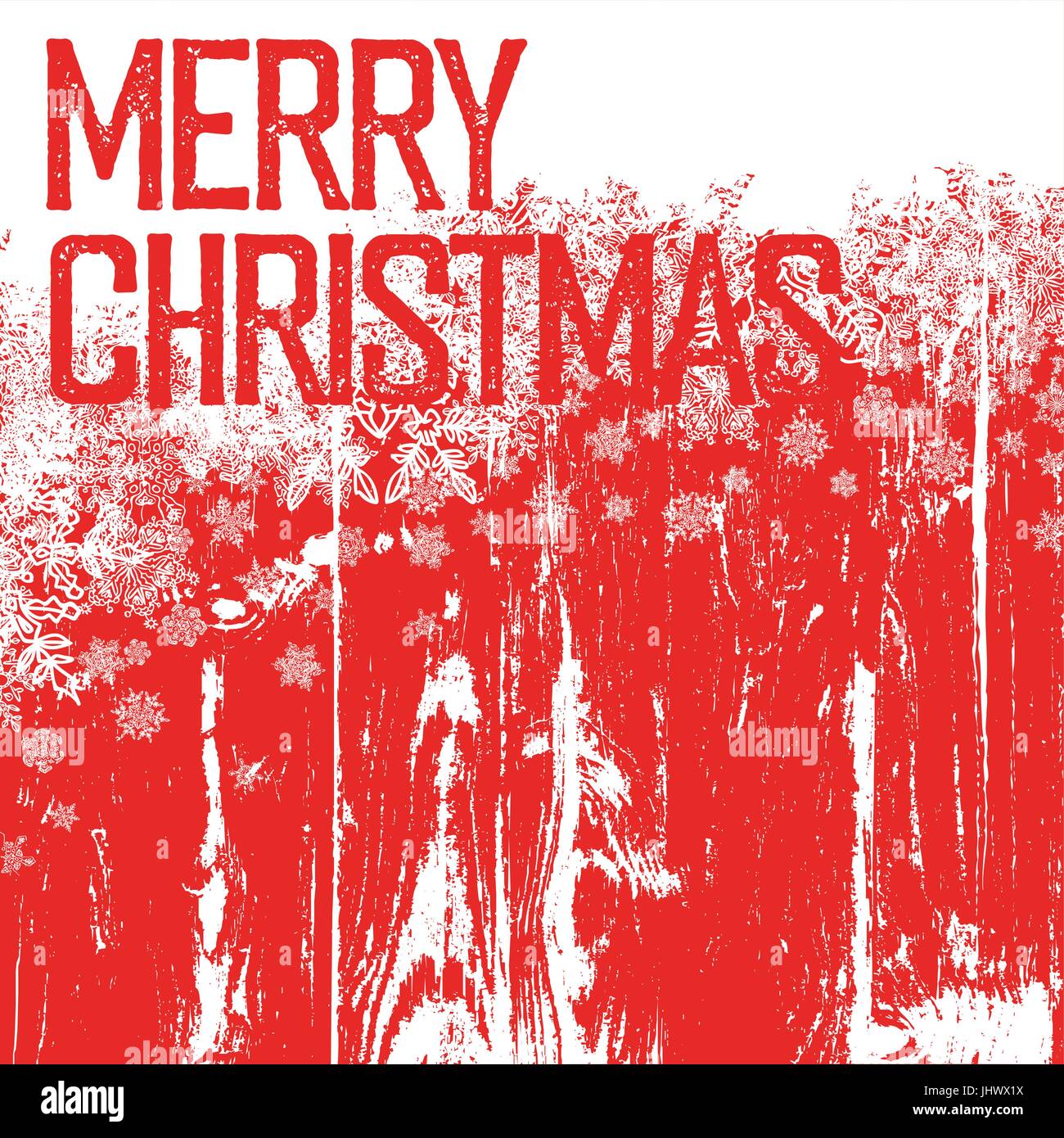 Frohe Weihnachten Postkarte Vorlage. Seite (weißer Hintergrund) isoliert. Auf Holz Textur mit handgezeichneten Schneeflocken Stock Vektor