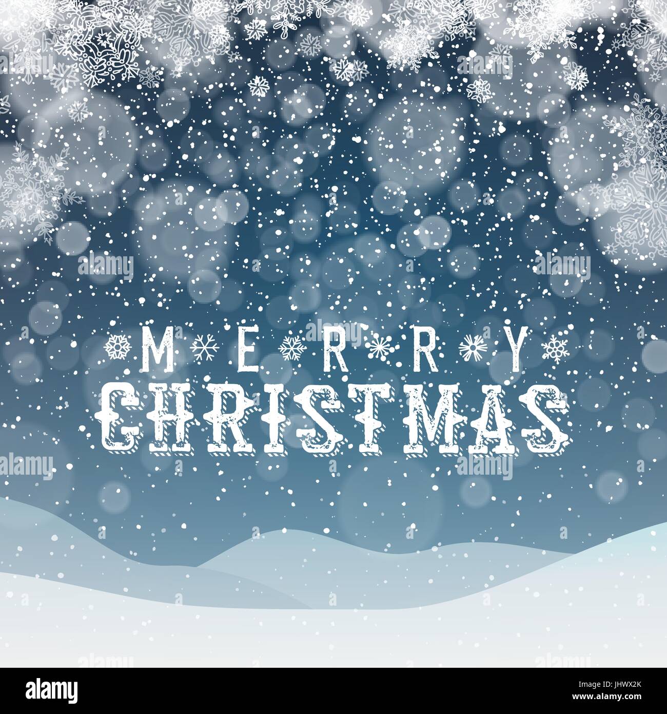 Frohe Weihnachten abstrakten Hintergrund. Blaue Schneeverwehungen und Nachthimmel. Schneefall Stock Vektor