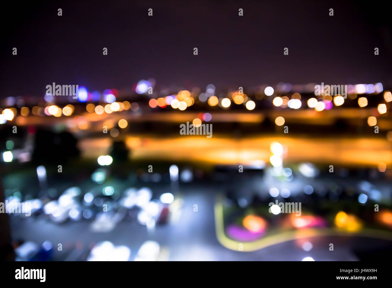 Defokussierten Unschärfe der Lichter der Stadt in der Nacht Abstract Stockfoto