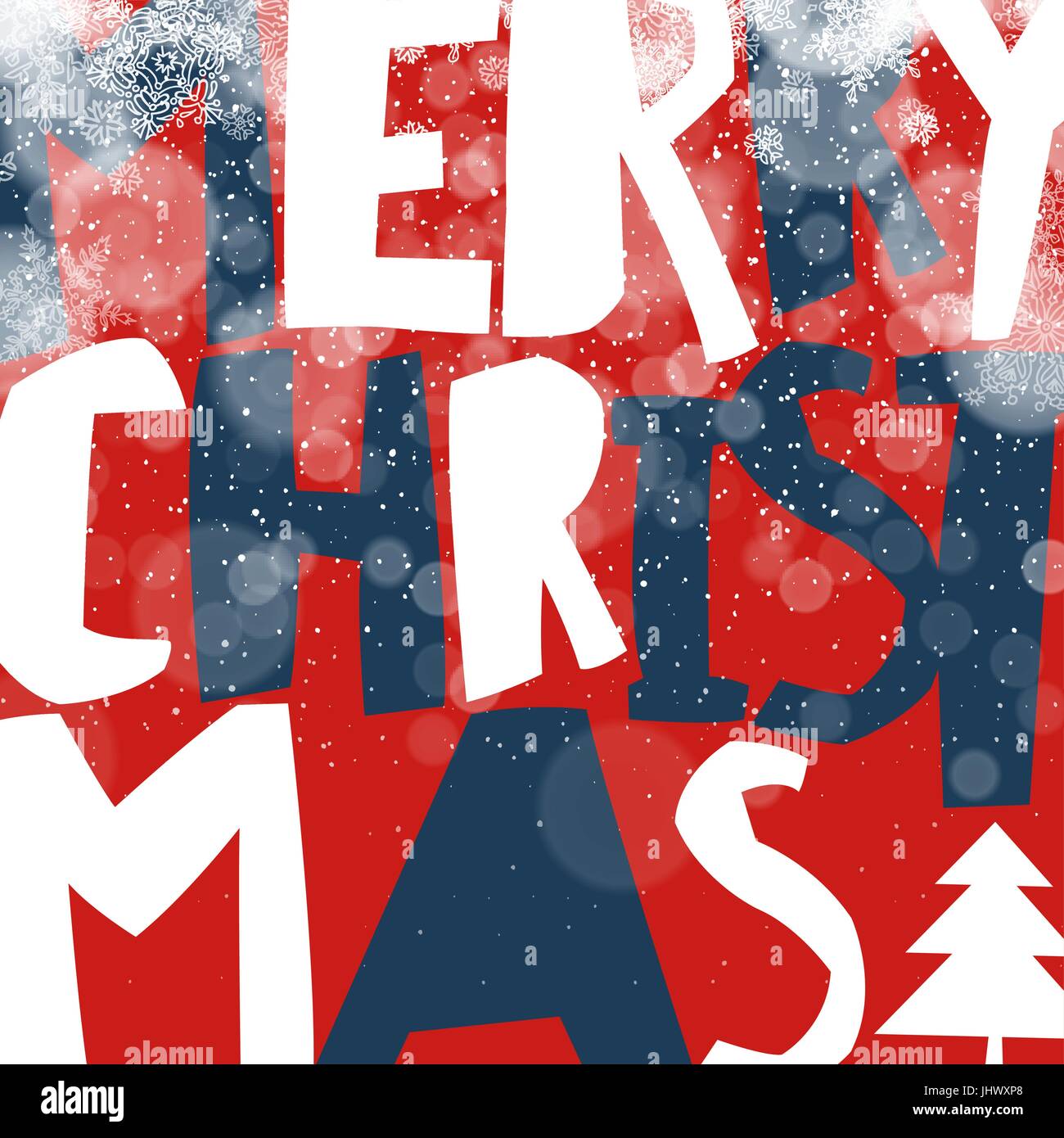 Merry Christmas Greeting Card Ansichtskarte-Xmas-Design. Weihnachtslichter und Schneefall. Vektor-illustration Stock Vektor