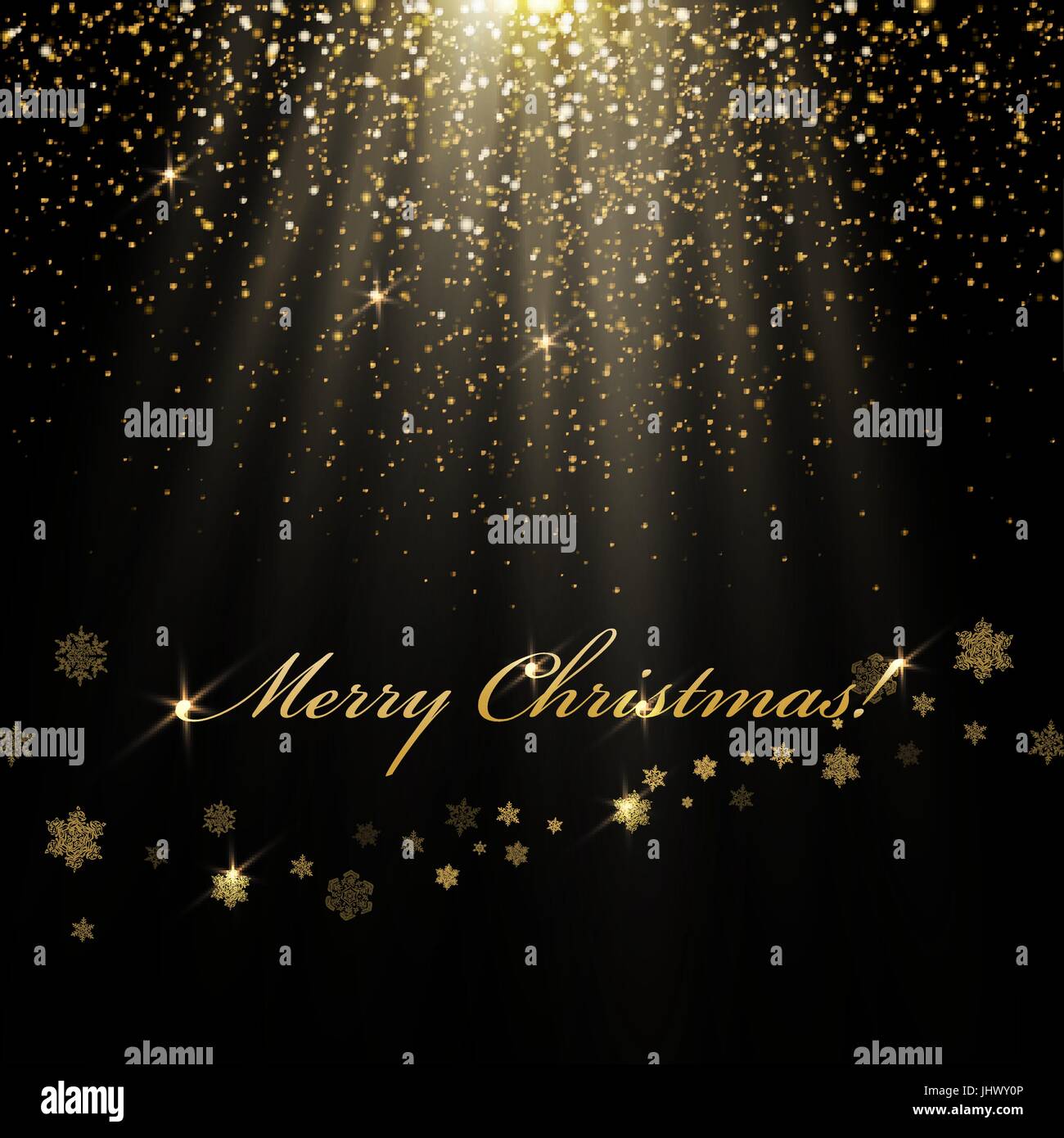 Frohe Weihnachtsgrüße und golden Leuchten. Abstrakte Urlaubs Hintergrund mit Schneeflocke-Linie. Vektor-Illustration. Stock Vektor