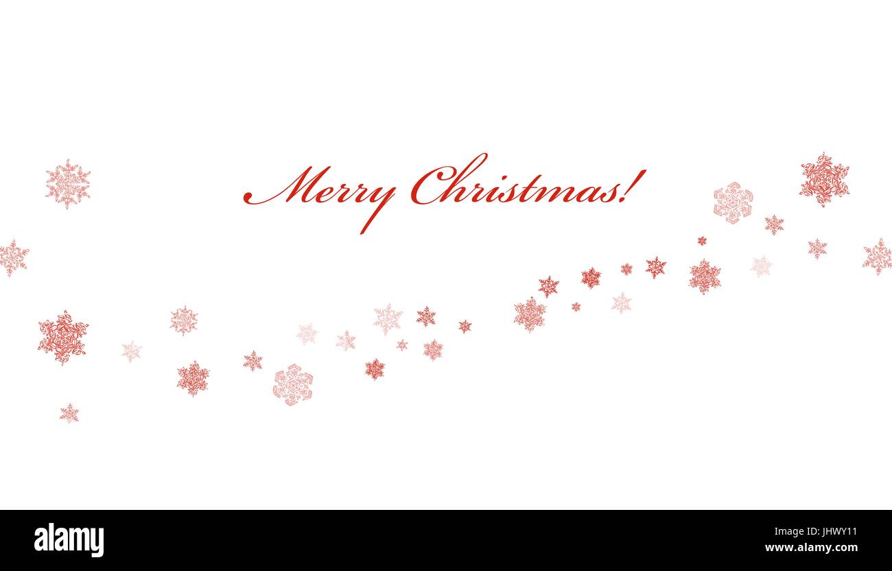 Frohe Weihnachtsgrüße. Abstrakte Urlaubs Hintergrund mit Schneeflocke-Linie. Rote Farbe, isoliert auf weiss. Vektor-Illustration. Stock Vektor