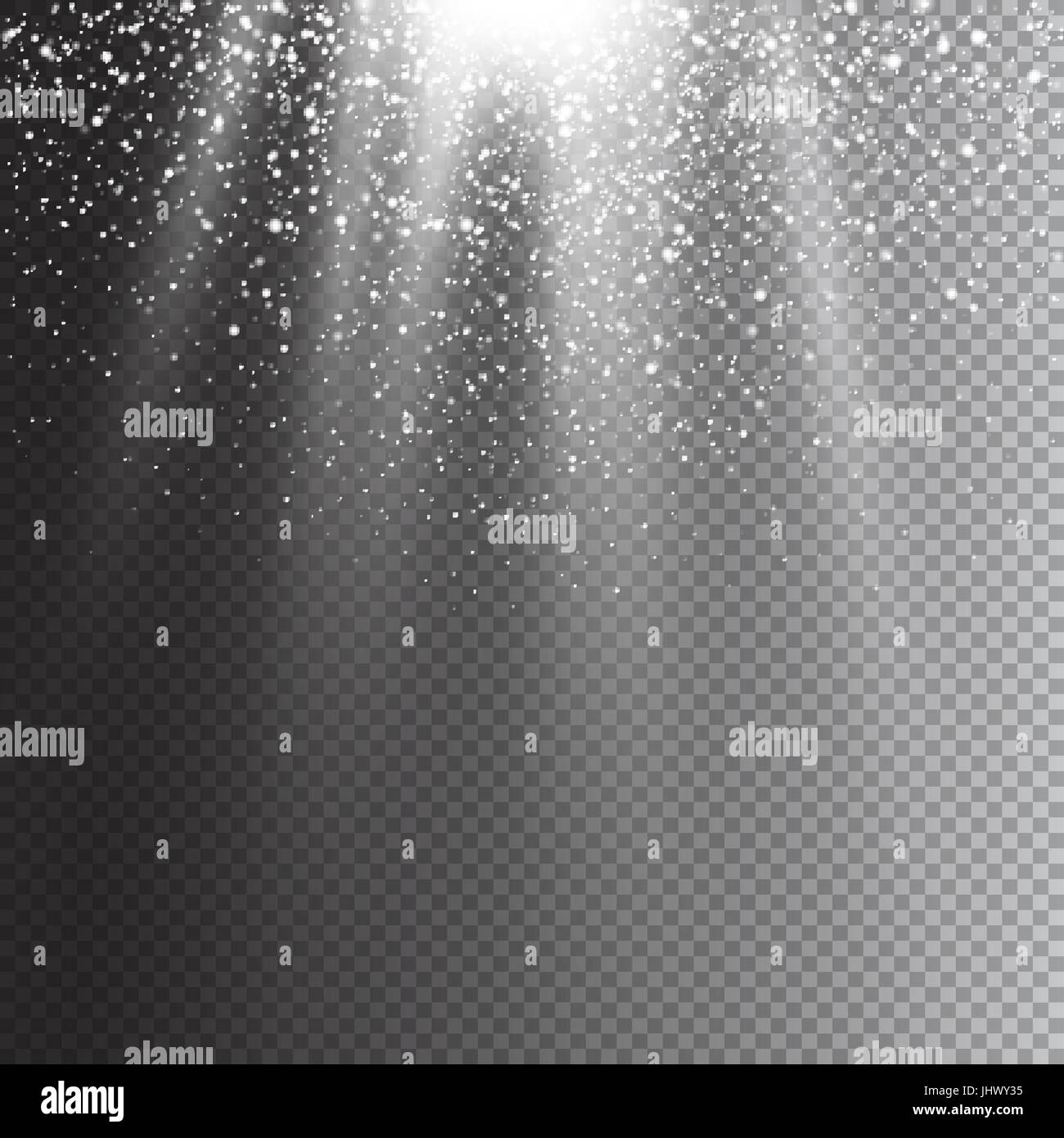 Realistische fallenden Schneeflocken. Auf transparenten Hintergrund isoliert. Weihnachten Laterne Lichteffekt. Vektor-illustration Stock Vektor