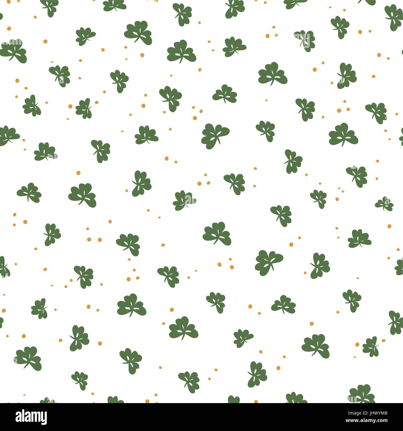 St. Patricks Day Musterdesign. Kleeblatt und goldenen Punkten. Abstrakte Urlaubs-Hintergrund Stock Vektor