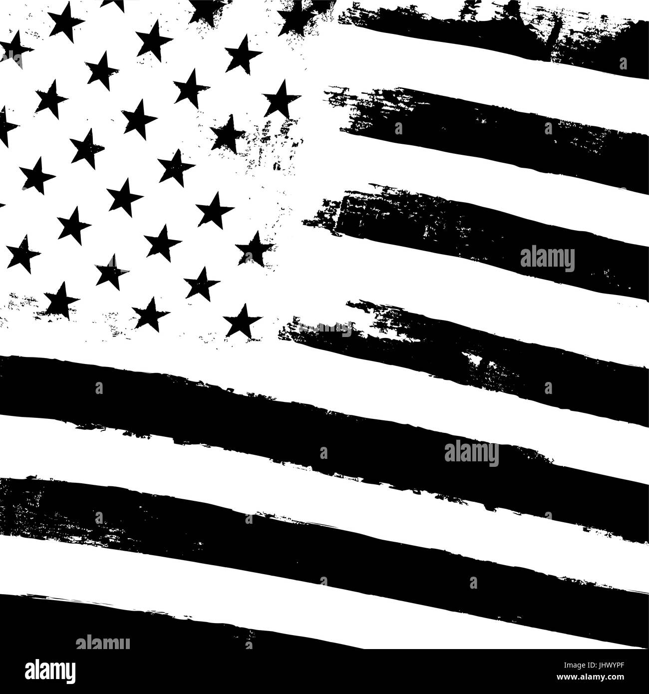 Monochrome Grunge amerikanische Flagge Hintergrund. Patriotische Entwurfsvorlage. Schwarz / weiß Stock Vektor