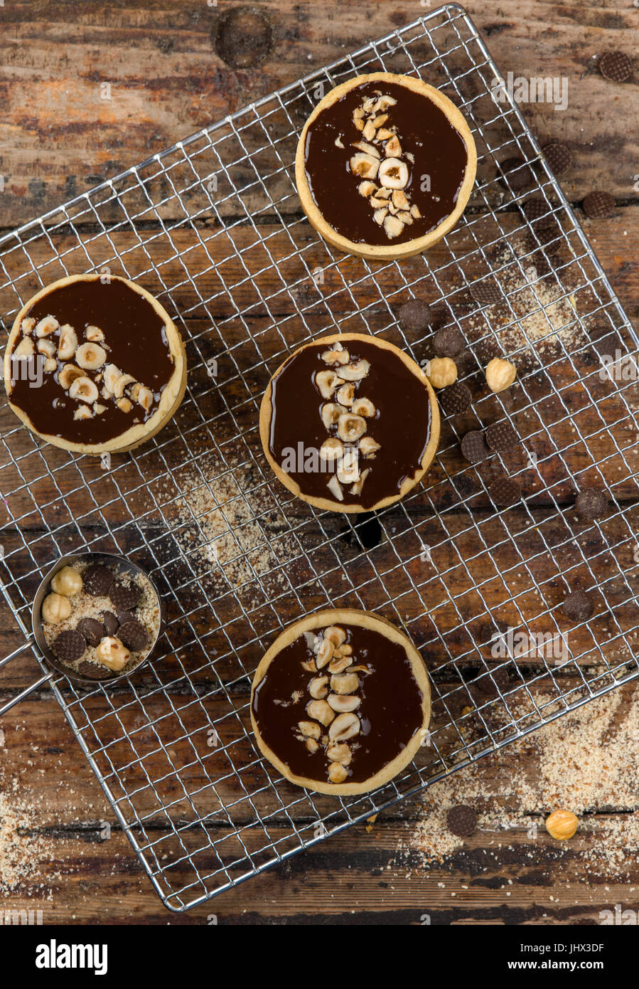 Mini-Schokoladenkuchen von oben Stockfoto