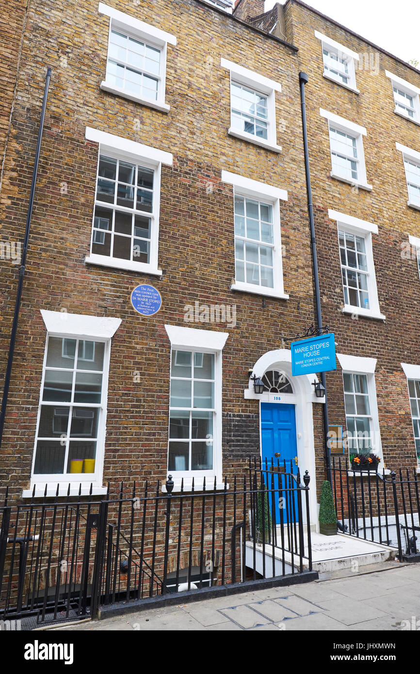 Marie Stopes Haus Londoner Klinik, Whitfield Street, Bloomsbury, London, UK Stockfoto