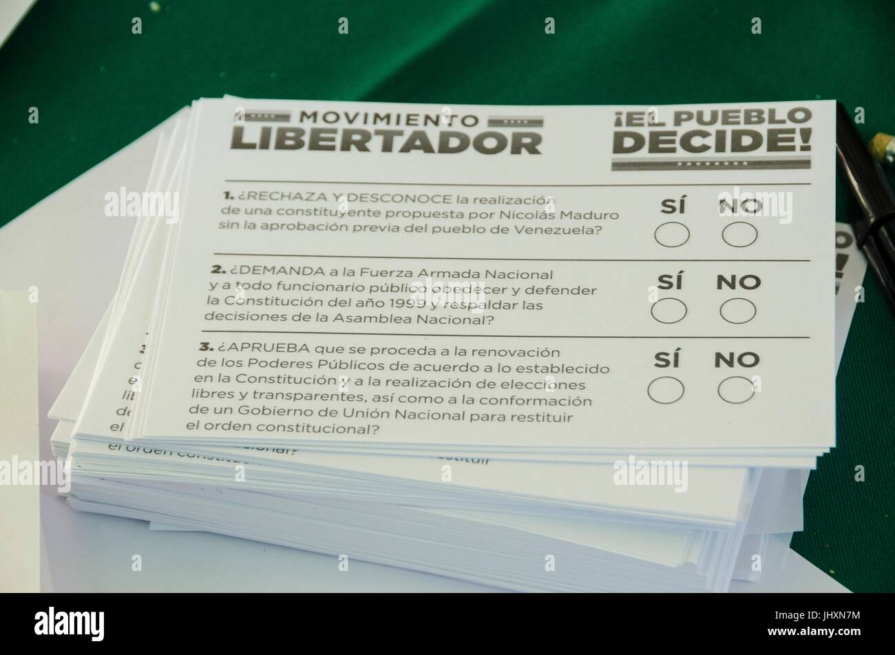 Millionen der Venezolaner beteiligte sich an einer Volksbefragung (Volksabstimmung) diesem 16. Juli. Einberufen durch das Präsidium der Einheit (Schlamm), wie in A Stockfoto