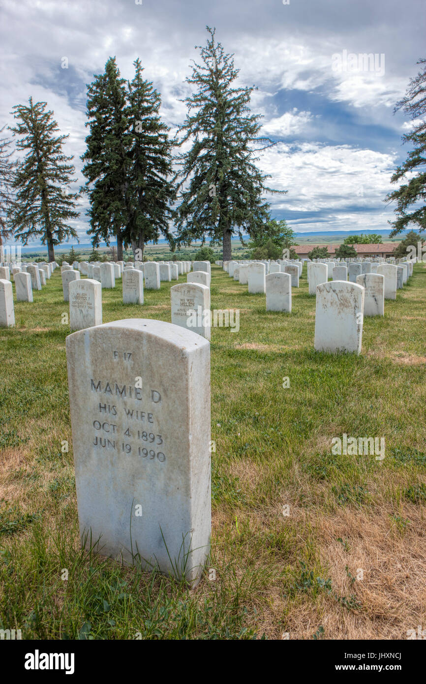 Der Friedhof am Little Bighorn National Monument in Montana. Stockfoto