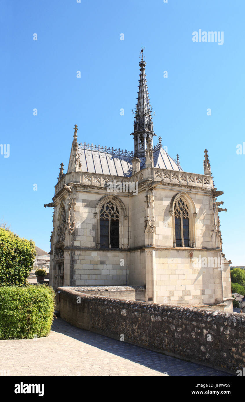 Saint-Hubert gotische Kapelle mit Leonardo da Vinci Grab, Amboise, Loiretal, Frankreich, Europa, UNESCO-Weltkulturerbe Stockfoto