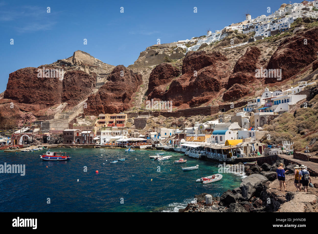 Ammoudi Bucht (Amoudi) am unteren Rand die Schritte unten Oia, Santorini, Kykladen, griechische Inseln, Griechenland, Europa Stockfoto