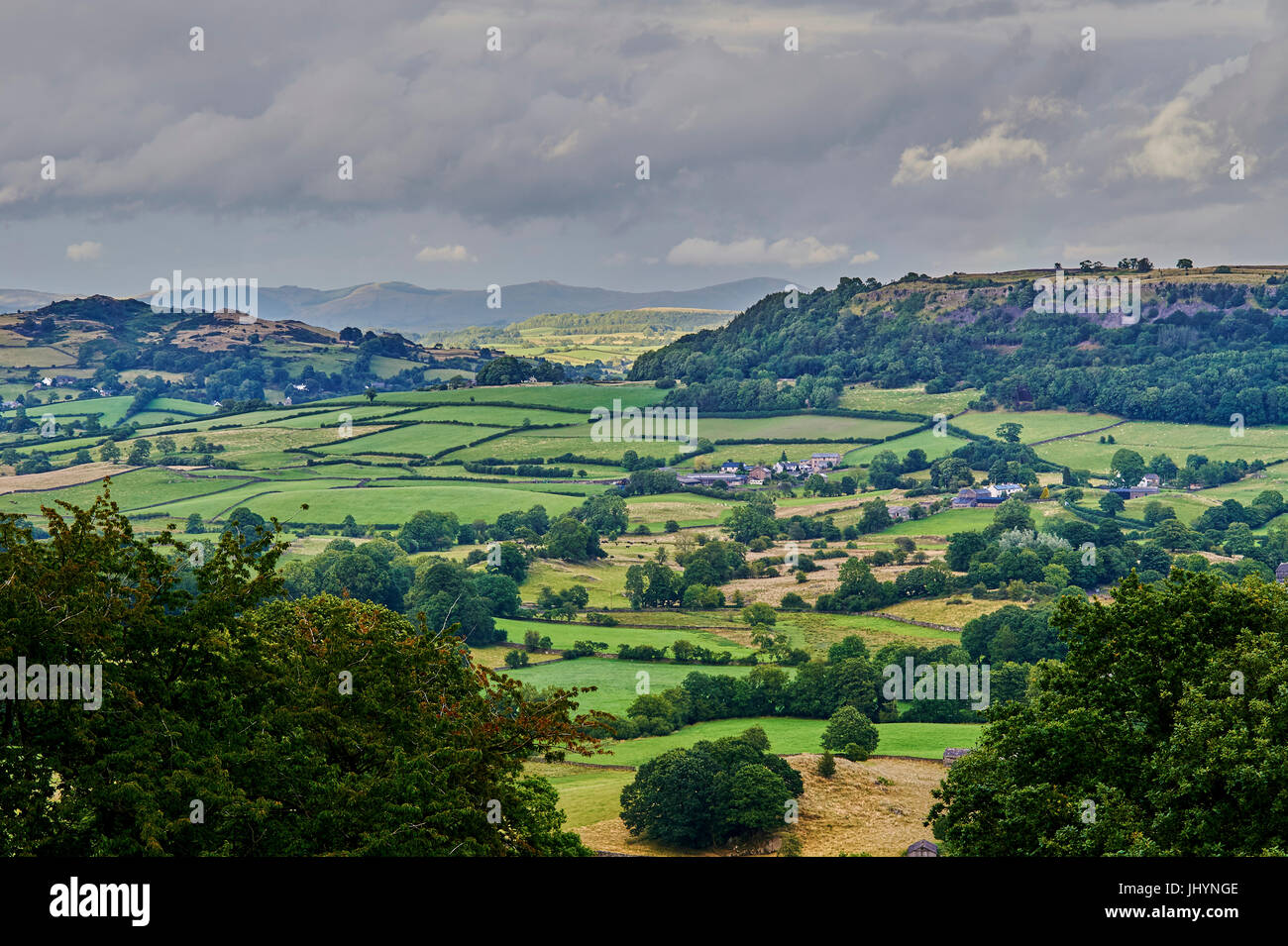 Blick nach Norden von Triangulation point, Baden-Baden fiel, South Lakeland, Cumbria, England, Vereinigtes Königreich, Europa Stockfoto