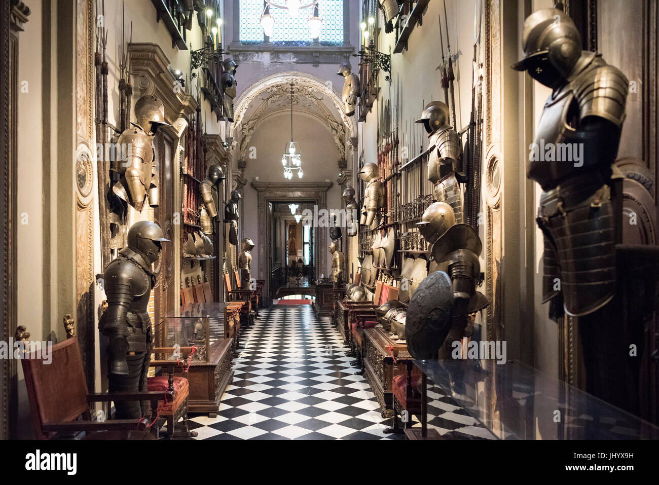 Mailand. Italien. Museo Bagatti Valsecchi Museum, der Arme-Galerie. Stockfoto