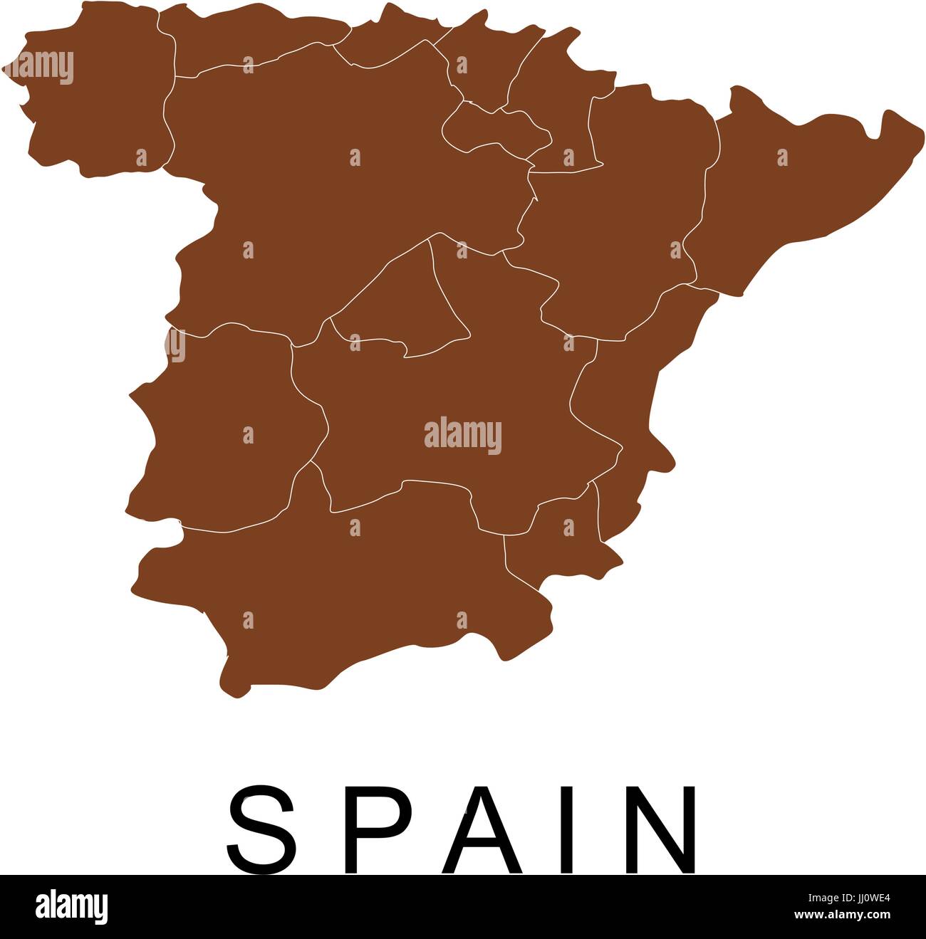 Spanien Karte mit Regionen Stock Vektor