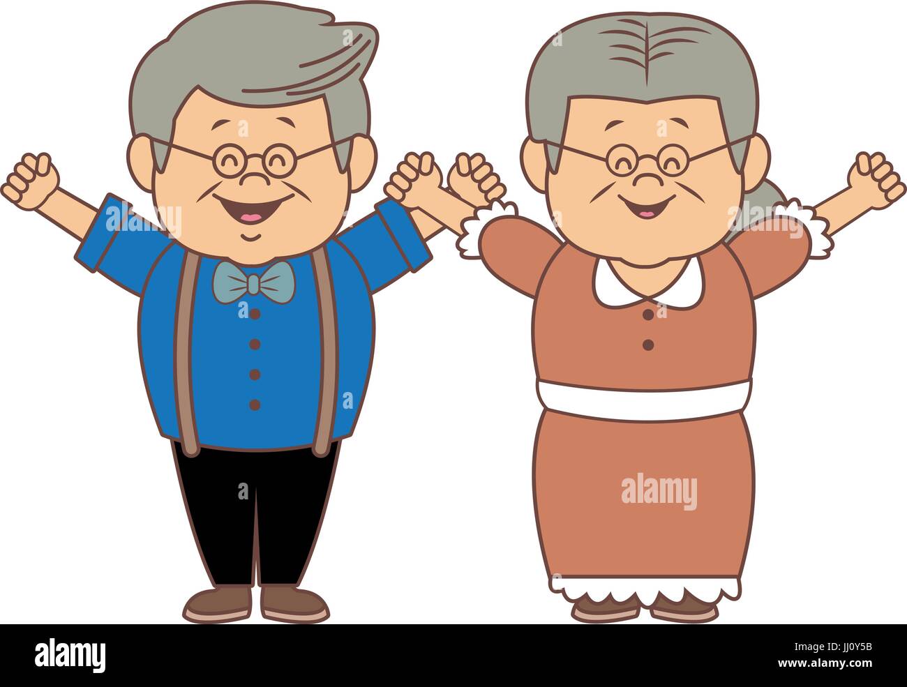 Gluckliche Grosseltern Halten Hande Opa Und Oma Mit Gehstock Stock Vektorgrafik Alamy