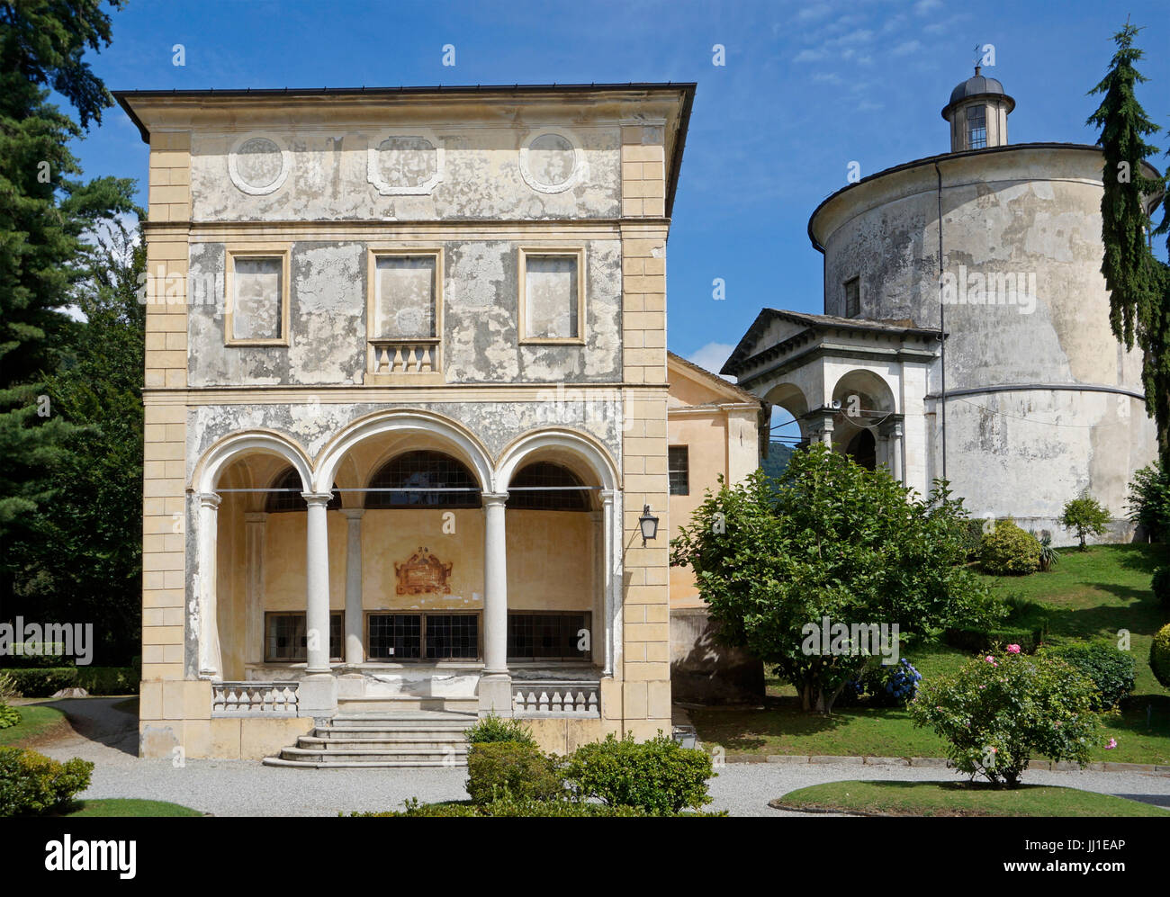 eine Kapelle in Piazza dei Tribunali, Sacro Monte di Varallo Heiligtum, Valsesia, Piemont, Italien Stockfoto