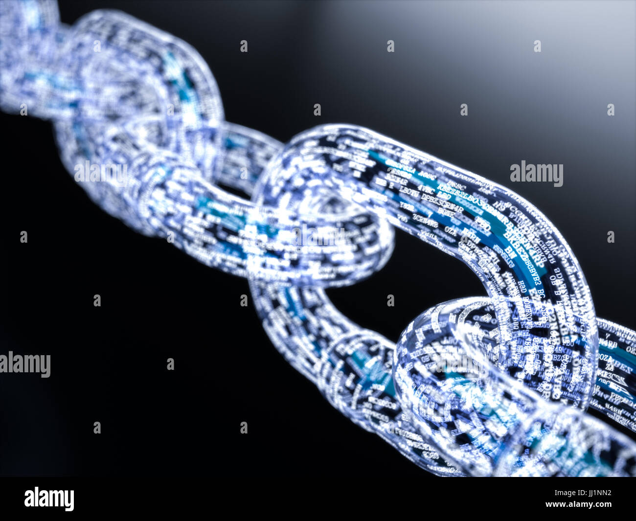 Blockchain digitale beleuchtete Form. Große Knoten Datenbankkonzept. 3D Rendering-illustration Stockfoto