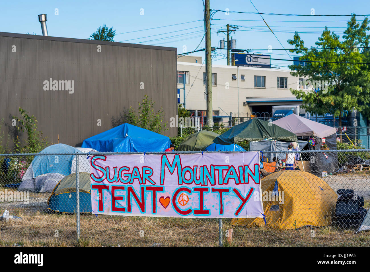 Sugar Mountain Zeltstadt Homeless Camp, DTES, Vancouver, Britisch-Kolumbien, Kanada. Stockfoto
