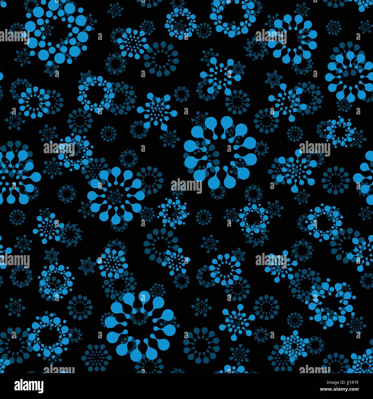 Abstrakte Winter Schnee nahtlose Kreise Entwurfsmuster ungewöhnlich. Vektor isoliert wiederholbare Rundformen Background. Universum futuristische Metaball Punkte wa Stock Vektor