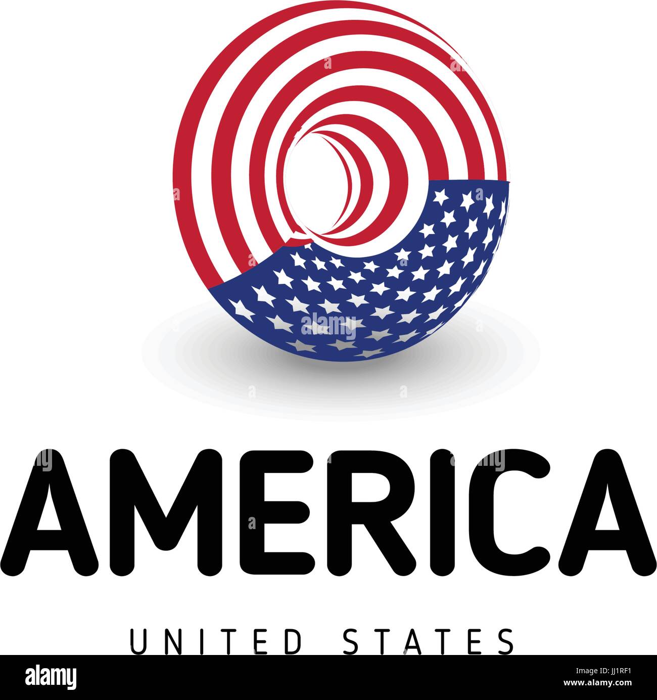 Vereinigte Staaten von Amerika Vektor ungewöhnliche abstrakt Kreis Zeichen. USA isoliert Logo auf weißem Hintergrund Emblem. Unabhängigkeitstag der USA-symbol Stock Vektor