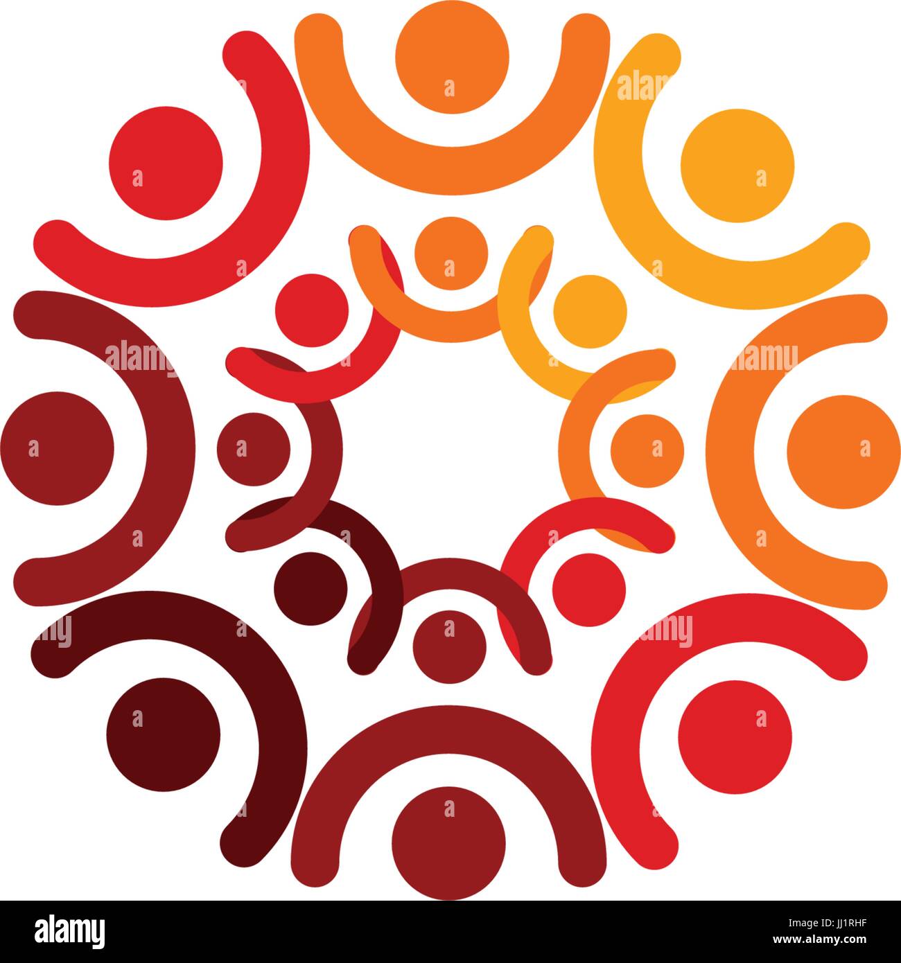 Abstraktes Vektor-Logo zeigt die stilisierten Menschen, die an den Händen halten und sind in eine menschliche Hilfe und Zusammenhalt der Union vereint Stock Vektor