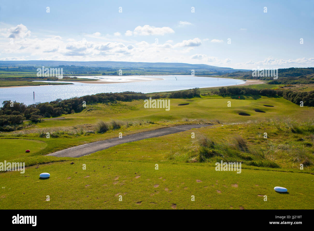 Portstewart Golf Nordirland - Links Golfplatz zwischen der Mündung und das Meer in der Nähe von Portrush. Stockfoto