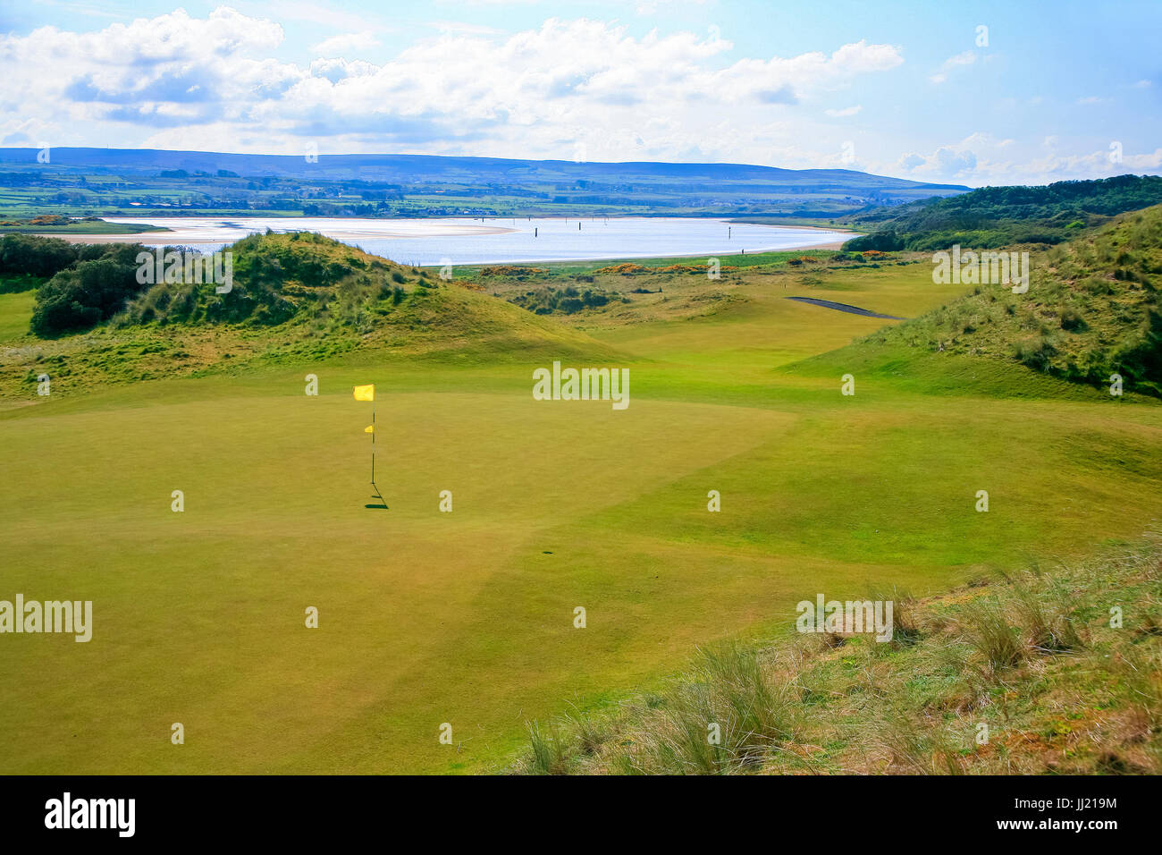 Portstewart Golf Nordirland - Links Golfplatz zwischen der Mündung und das Meer in der Nähe von Portrush. Stockfoto