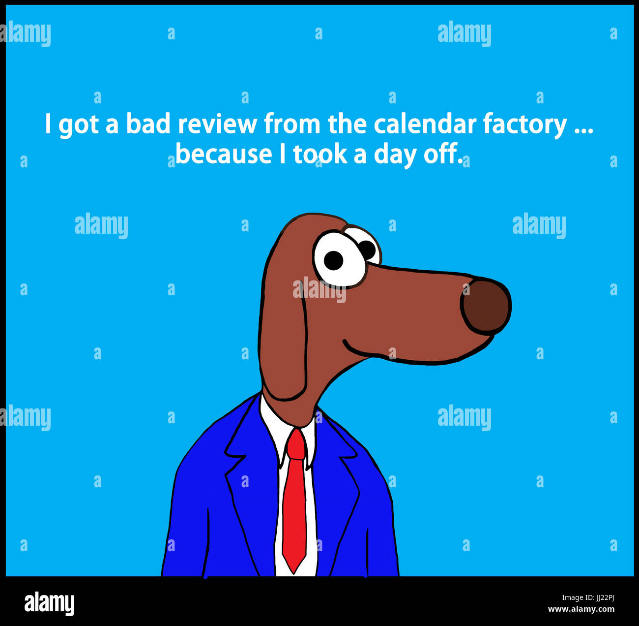 Geschäft Cartoon Illustration ein Arbeiter Hund und ein Wortspiel über eine  Fabrik Stockfotografie - Alamy