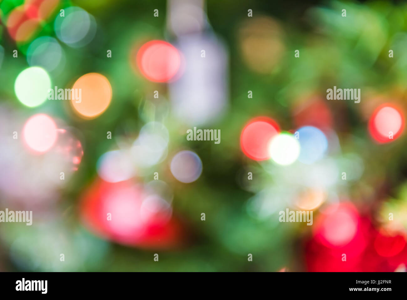 Hintergrund der grünen und roten Christmas Ornament bokeh Stockfoto