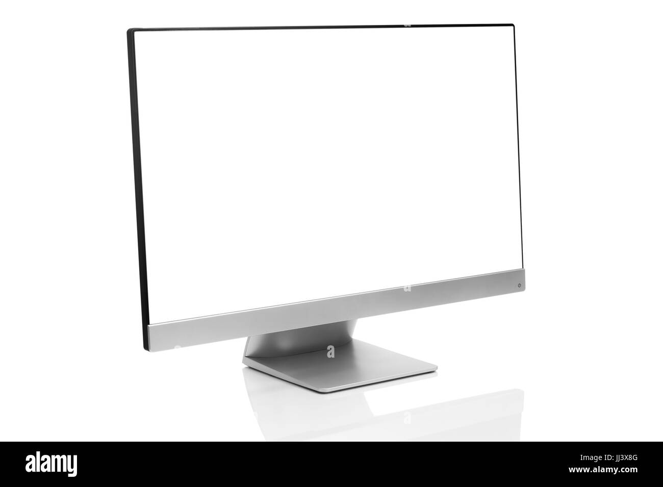 Schlankes, modernes Business Monitor auf weißem Hintergrund mit Reflektion Stockfoto