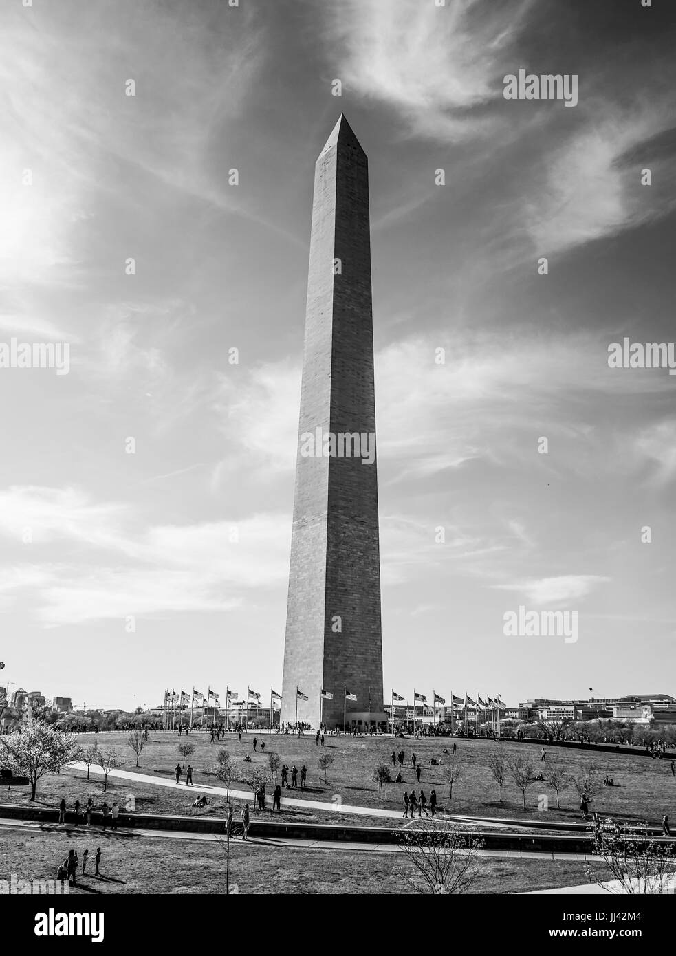 Berühmte Wahrzeichen - The Washington Monument - WASHINGTON / Bezirk von COLUMBIA - 8. April 2017 Stockfoto