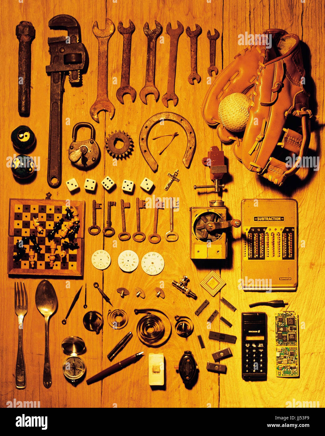 Tabelle mit Objekten, São Paulo, Brasilien Stockfoto