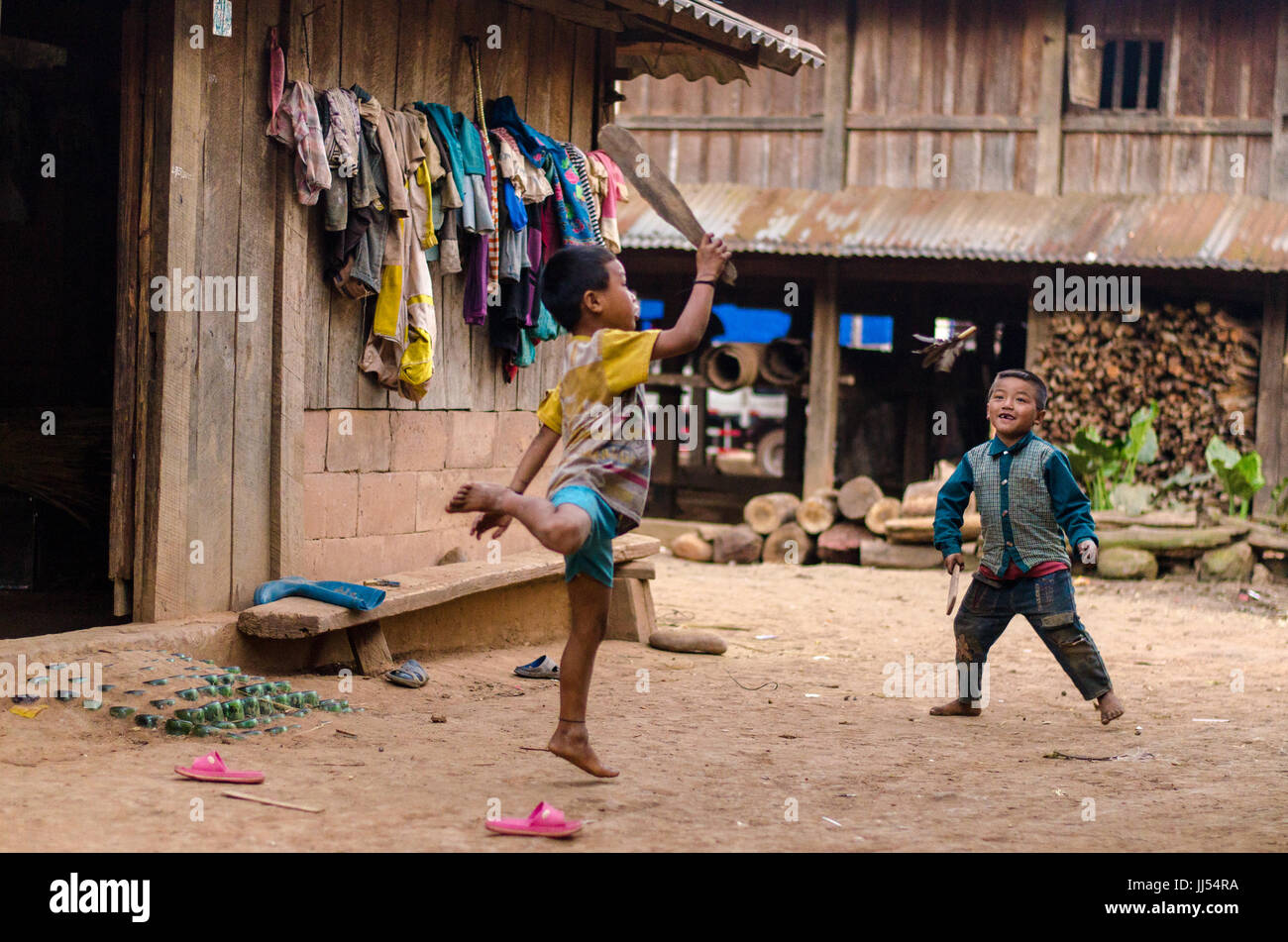 Spielen, Phongsali, Laos Stockfoto