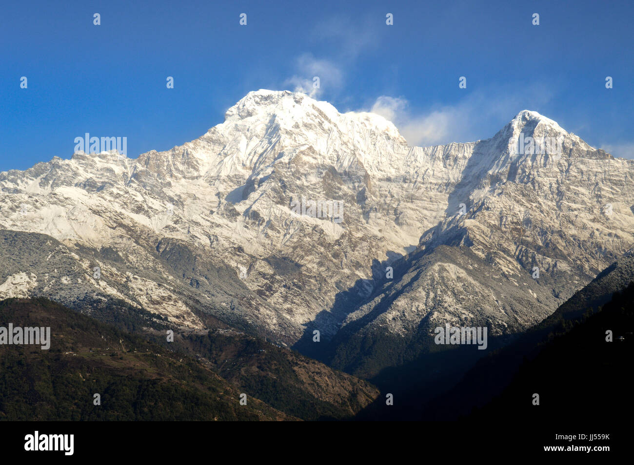 Annapurna-Massiv in Nord-Zentral-Nepal. Trekking beliebt Stockfoto